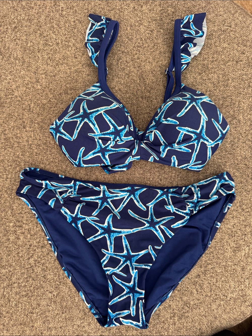 crown & ivy Navy Blue Starfish Print Bikini